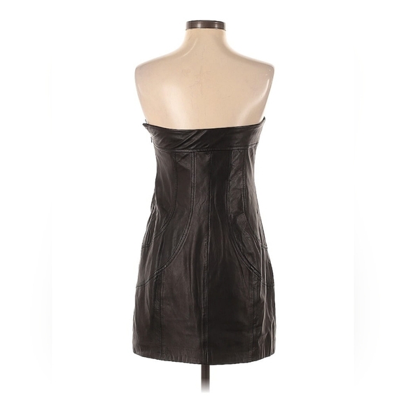 $690 NWT ARMANI Exchange Buttery Soft Leather ULTRA MINI Tube Dress 6 Open - Picture 3 of 9